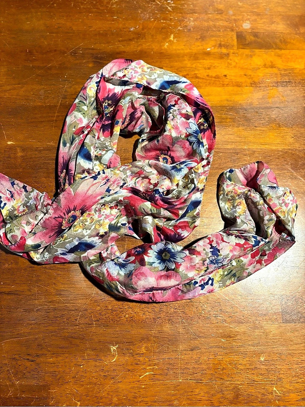 Floral Scarf in Pink & Blue Like New